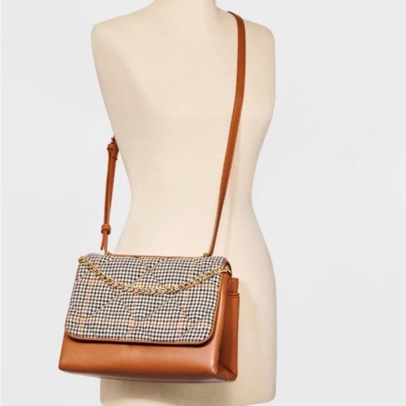 a new day Handbags - A New Day Plaid Crossbody Bag With Gold Chain